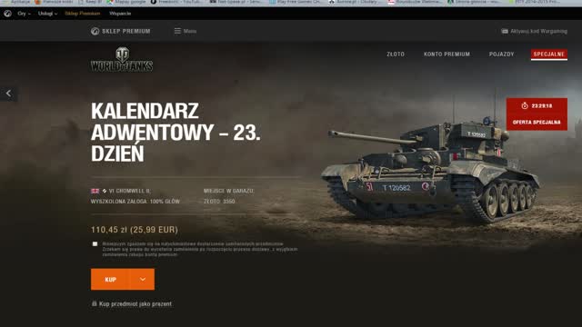 WoT Kalendarz Adwentowy 2015 Dzień 23 Długo Wyczekiwany Czołg